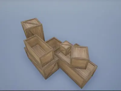 Low Poly Wooden Crates Low-poly 3D model