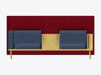 Sofa - Contemporary - Flame - Central Shelf - Armrest Shelf Low-poly 3D model get