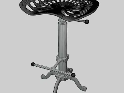 Tractor Seat Industrial Bar Stool 3D model
