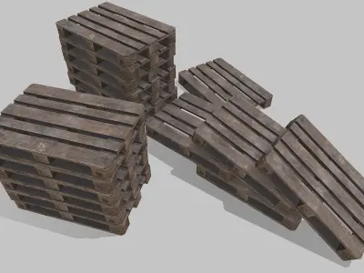 Pallets wooden option 4 Low-poly 3D model
