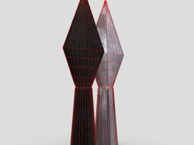 Arrowhead pair of metal sculptures Low-poly 3D model