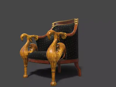 Antique wooden Sofa Chair 3D Model 3D model