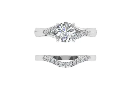 Solitair Ring Bridal Set 3D print model 32