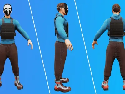 3D Male Terrorist Pack - Game-Ready for AR VR Low-poly 3D model