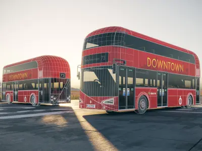 Double-decker bus unbranded 3D model