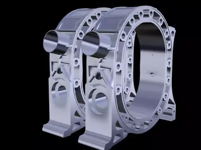 Peripheral ports houses - rotary engine Low-poly 3D model