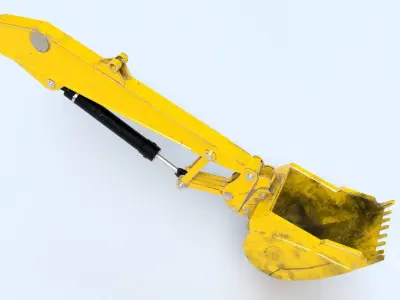 Rigged Hydraulic Excavator or Digger Arm and Bucket or Claw Low-poly 3D model