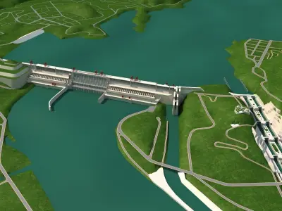 Three Gorges Hydroelectric Power Station 3D model