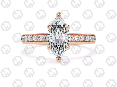 Ring 215 Marquise shape milgrain pave set with Gems 3D print model