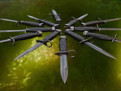 M7 Bayonet with scabbard Low-poly 3D model