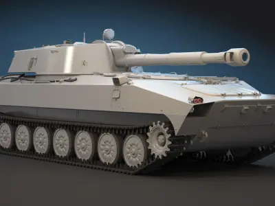 2S1 Gvozdika High-Poly 3D model