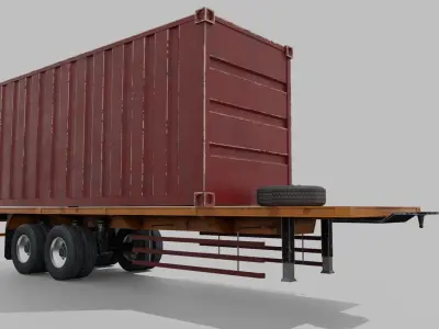 Container Trailer Low-poly 3D model by AzkA3D