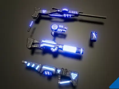 Scifi weapons set Low-poly 3D model