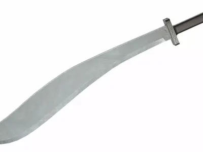 Curved sword Low-poly 3D model