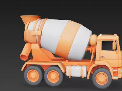 Stylized Cement Mixer Truck 3D Model Low-poly 3D model