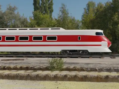 Train toy on tracks 3D model