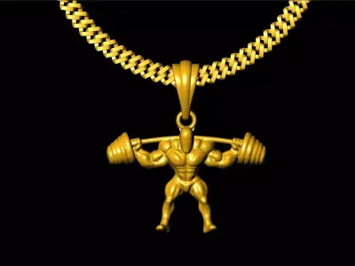 Bodybuilder Weightlifting Fitness Jewelry Pendant Necklace 3D print model