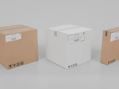 Premium White and Cube Box Trio – Rigged and Customizable 3D model