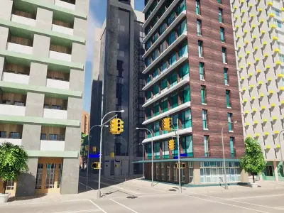 City Downtown Skyscraper Street Lot 11 Free 3D model