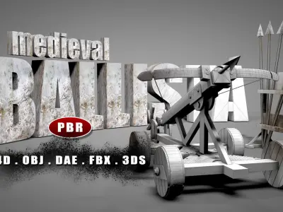 Medieval Ballista Catapult Low-poly 3D model