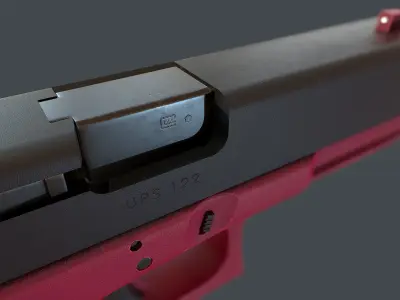 Pink Glock 17 with magazine Low-poly 3D model