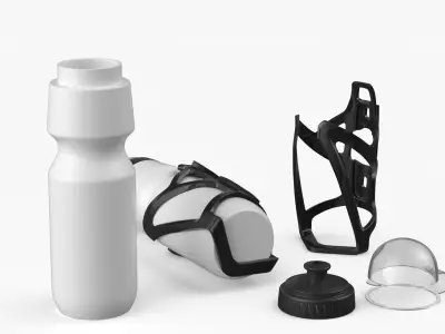 Cycling Sports Bottle Mounted Holder White 3D model