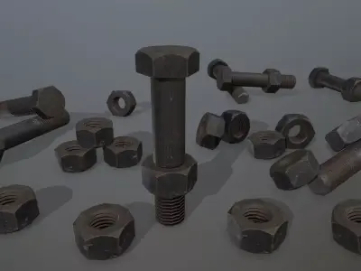 Bolts bolt and nut Low-poly 3D model 20