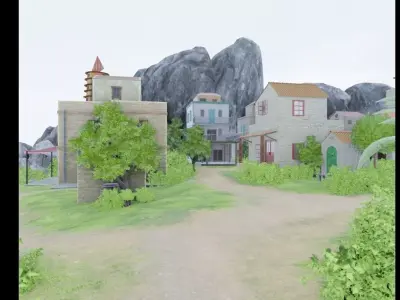 Lush Mountain Village 3D model