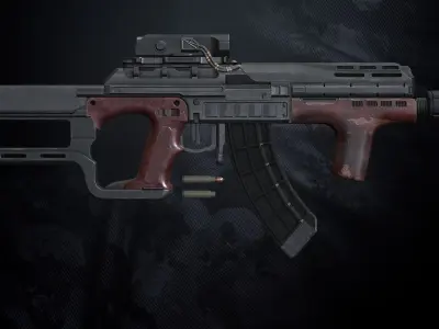 NM-52 Assault Rifle With Hands And Weapon Case Low-poly 3D model