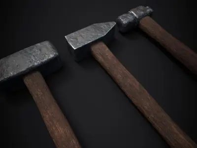 Medieval Blacksmith Hammers - 3D Model Pack Low-poly 3D model