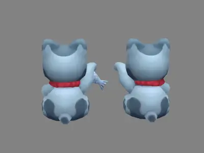 Cartoon beckoning cat - Lucky Cat - Store mascot Low-poly 3D model