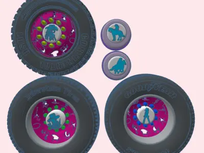 Country western rims for Semi truck and trailer 22-5 inch 3D print model