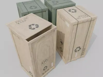 Tall Vertical Wooden Crate - Customizable Shipping Box Low-poly 3D model