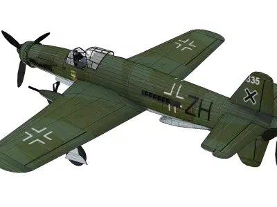 Dornier Do 335 Pfeil Arrow Low-poly 3D model