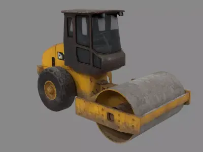 Road roller Low-poly 3D model