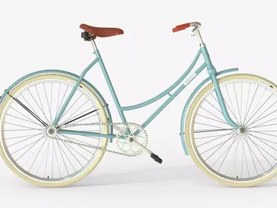 Retro Step Through City Bicycle with Basket 3D model
