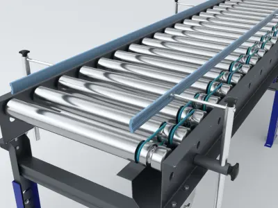 Roller Conveyor Adjustable and Rigged 3D model