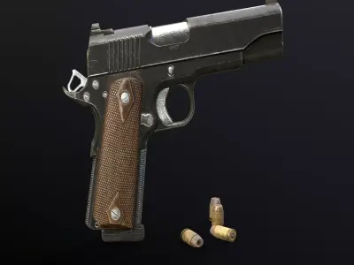 Colt 1911 Black low poly and 4k textures Low-poly 3D model