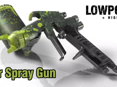 AIR SPRAY GUN lowpoly Low-poly 3D model