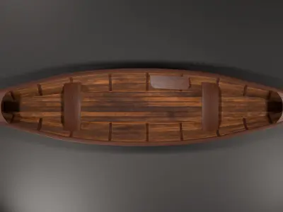 Wooden Longboat Low-poly 3D model