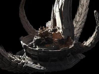 Dragon Asteroid city Floating monolith 3D model