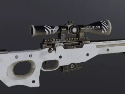 AWP Low Poly Sniper Rifle Game Ready Quad Topology  PBR Textures Low-poly 3D model