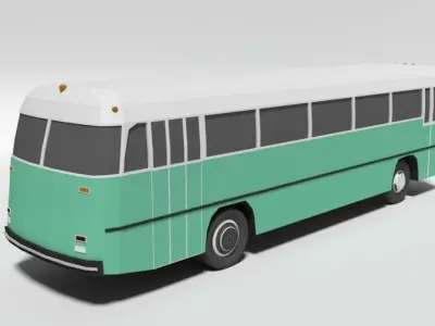 Low Poly Cartoon Retro Bus Low-poly 3D model