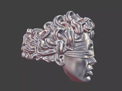 veiled masked male face ring 3D print model