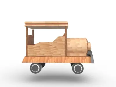 Train with Train Station Scene - LowPoly PBR GameReady Low-poly 3D model