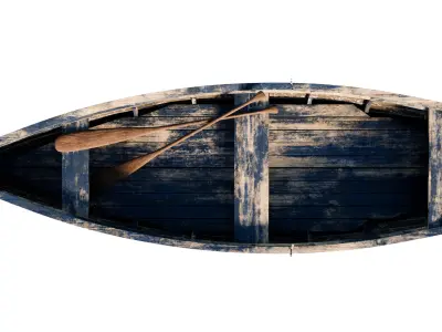 old wooden fishing boat  3D model