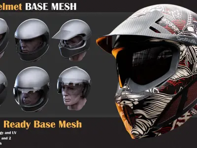 157 Mask and Helmet Base Mesh Bundle   3D model
