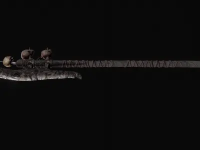 Dark fantasy large halberd   Low-poly 3D model