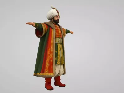  Ottoman king Low-poly 3D model