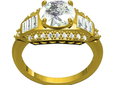 Antique Vintage Style Engagement Ring for Women 3D print model